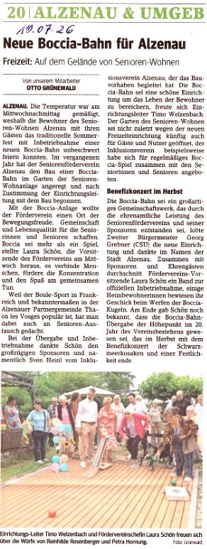 neue Boccia-Bahn (Main-Echo, 10.07.2026)